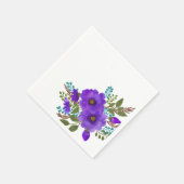 Serviette En Papier Jolie Aquarelle violette Fleurs (Coin)