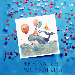 Serviette En Papier Jolie baleine Boys Anniversaire Merci personnalisé
