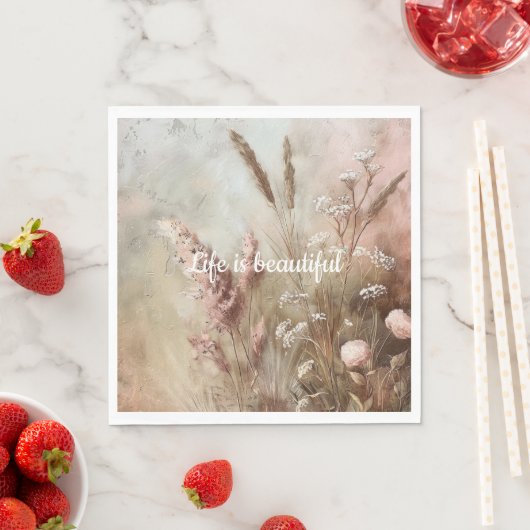 Serviette En Papier Jolie beige floral boho chic (En situation)