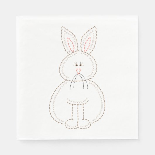 Serviette En Papier Jolie broderie style lapin lapin lapin (Devant)