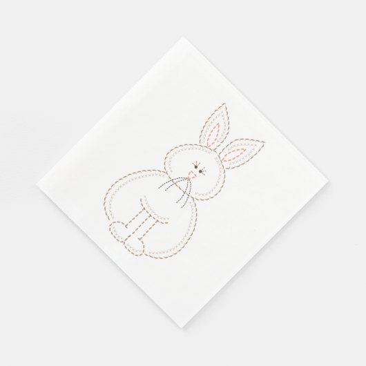 Serviette En Papier Jolie broderie style lapin lapin lapin (Coin)