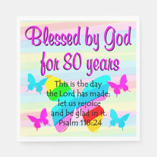 SERVIETTE EN PAPIER JOLIE BUTTERFLY 80E ANNIVERSAIRE NAPKINS (Devant)