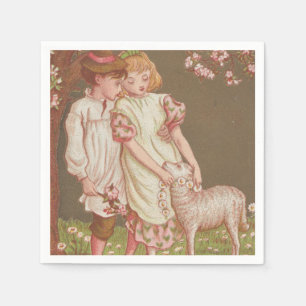 Serviette En Papier Jolie carte de la Saint-Valentin vintage kitsch, E