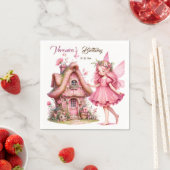 Serviette En Papier Jolie casserole rose d'aquarelle girly château fée (En situation)