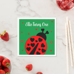 Serviette En Papier Jolie coccinelle avec coeurs