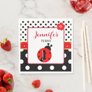 Serviette En Papier Jolie coccinelle rouge et noire