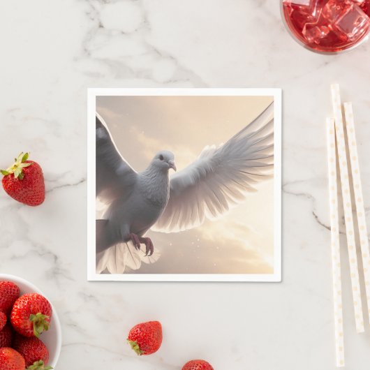 Serviette En Papier Jolie colombe blanche (En situation)