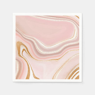 Serviette En Papier Jolie conception de marbre rose clair or