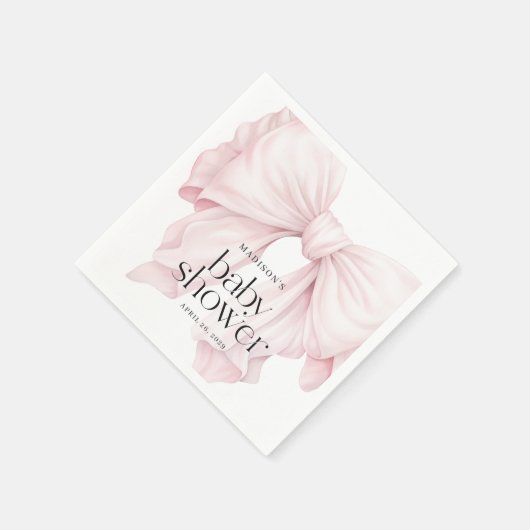 Serviette En Papier Jolie Coquette Rose Bow Baby shower fille (Coin)