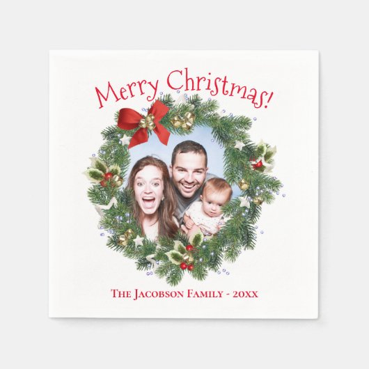 Serviette En Papier Jolie couronne de Noël (Devant)