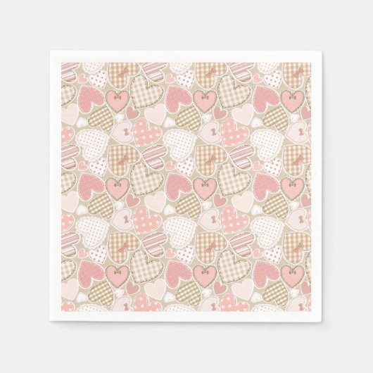 Serviette En Papier Jolie courtepointe Motif Coeurs roses Bows (Devant)