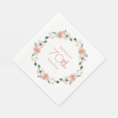 Serviette En Papier Jolie Crème Peach Floral 70e anniversaire (Coin)