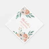 Serviette En Papier Jolie Crème Peach Floral 75e anniversaire (Coin)
