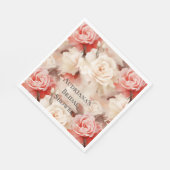 Serviette En Papier Jolie Crème Rose Blush Fête des mariées Florale (Coin)