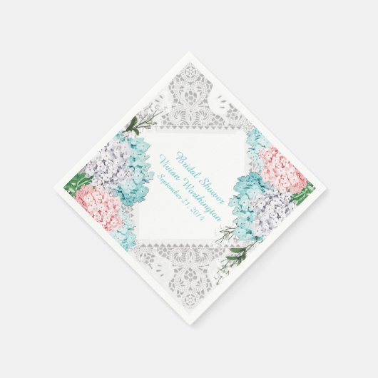 Serviette En Papier Jolie dentelle et Fête des mariées d'Hydrangeas (Coin)