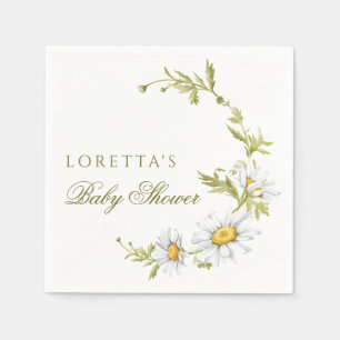 Serviette En Papier Jolie douche de bébé florale minimaliste aux margu