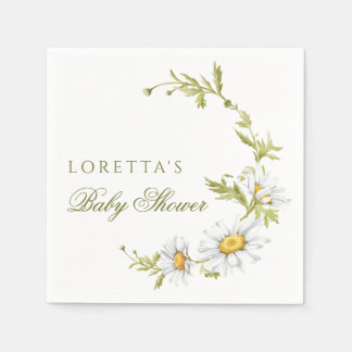 Serviette En Papier Jolie douche de bébé florale minimaliste aux margu