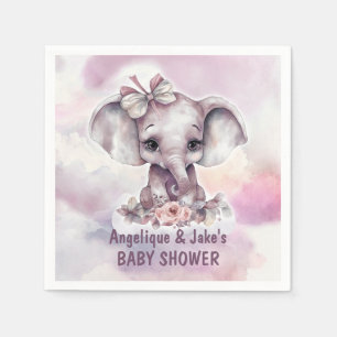 Serviette En Papier Jolie éléphant rose Fille Baby Shower