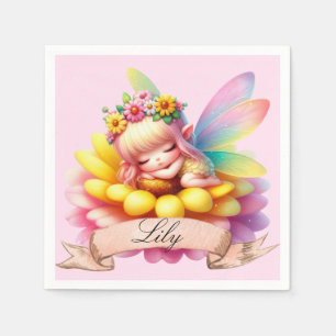 Serviette En Papier Jolie Fée Endormie Rêves Suaves Floraux Fantaisist