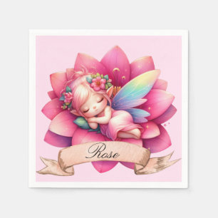 Serviette En Papier Jolie Fée Endormie Rêves Suaves Floraux Fantaisist