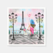 Serviette En Papier Jolie Femme À Paris Napkins Tour Eiffel (Devant)