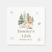 Serviette En Papier Jolie fête d'anniversaire des lapins d'hiver (Devant)