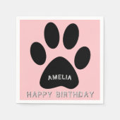 Serviette En Papier Jolie fête d'anniversaire Empreinte de patte rose (Devant)
