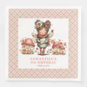 Serviette En Papier Jolie Fête d'Anniversaire Fleurie Rose Champignon  (Devant)
