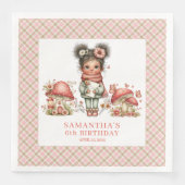 Serviette En Papier Jolie Fête d'Anniversaire Fleurie Rose Champignon  (Devant)
