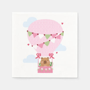 Serviette En Papier Jolie Fête d'anniversaire rose Montgolfière Capyba