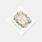 Serviette En Papier Jolie Fête de Mariage Fleurs de Teint Rose (Coin)