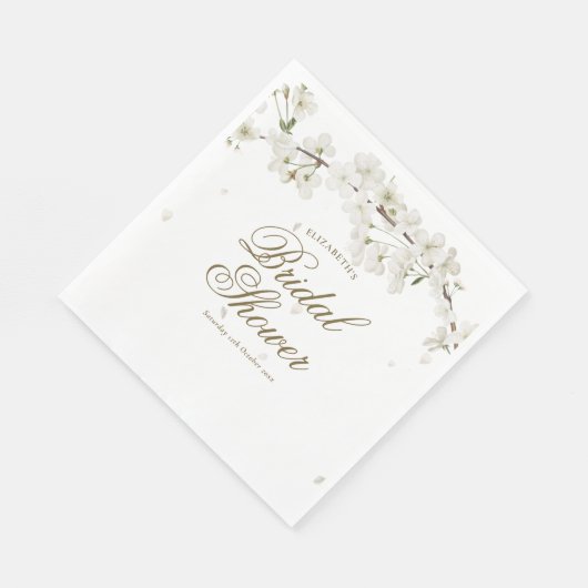 Serviette En Papier Jolie Fête de Mariage Florale aux Fleurs Blanches (Coin)