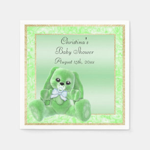 Serviette En Papier Jolie Fête de Naissance Lapin aux Oreilles Vertes
