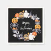 Serviette En Papier Jolie fête d'Halloween noir (Devant)