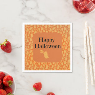 Serviette En Papier Jolie fête d'Halloween Orange Ghost