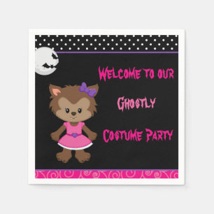 Serviette En Papier Jolie Fête d'Halloween Werewolf Girl