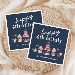 Serviette En Papier Jolie fête du 4 juillet rouge, blanc et bleu