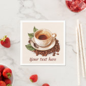 Serviette En Papier Jolie fête du café ajouter un message (En situation)