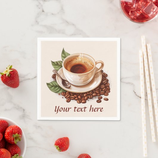 Serviette En Papier Jolie fête du café ajouter un message (En situation)