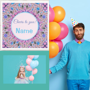 Serviette En Papier Jolie fête du coeur avec Modèle de texte personnal