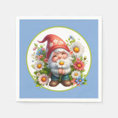 Serviette En Papier Jolie fête du jardin de fleurs gnome (Devant)