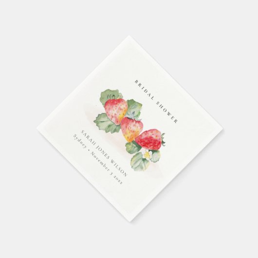 Serviette En Papier Jolie feuille de fraise rouge Mariage (Coin)