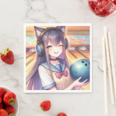 Serviette En Papier Jolie fille Anime à Bowling fête d'anniversaire (En situation)