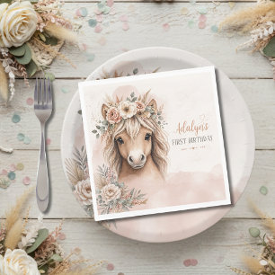 Serviette En Papier Jolie Fille Boho Cheval Premier Anniversaire