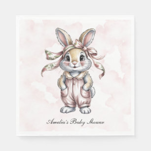 Serviette En Papier Jolie fille lapin à fleurs Baby Shower
