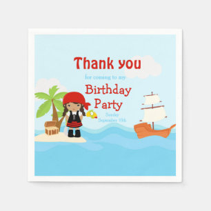 Serviette En Papier Jolie fille pirate afro-américaine en rouge Annive