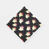 Serviette En Papier Jolie Fille Rétro Fantôme avec poil rose (Coin)