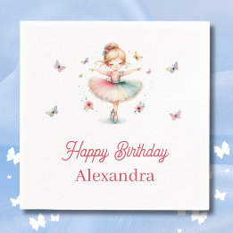 Serviette En Papier Jolie fille rose Ballerina fête d'anniversaire