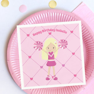 Serviette En Papier Jolie fille rose Pom-pom girl Personnalisée Annive