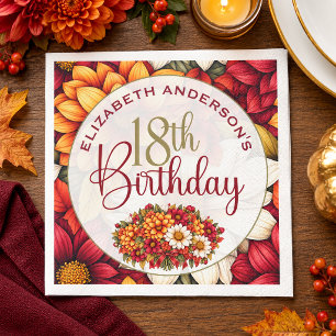 Serviette En Papier Jolie Fleur de Dahlia d'Automne pour 18e Anniversa